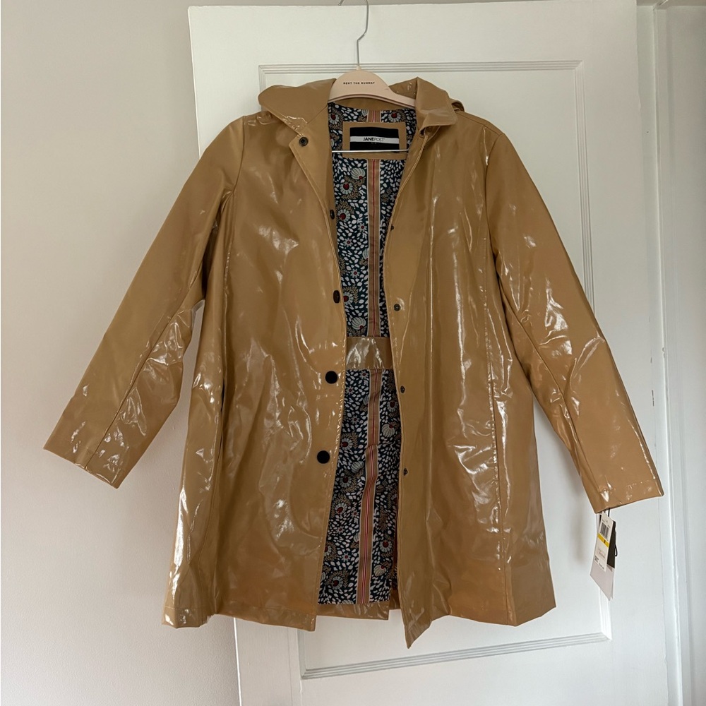 Jane Post Tan Patent Trench Coat
